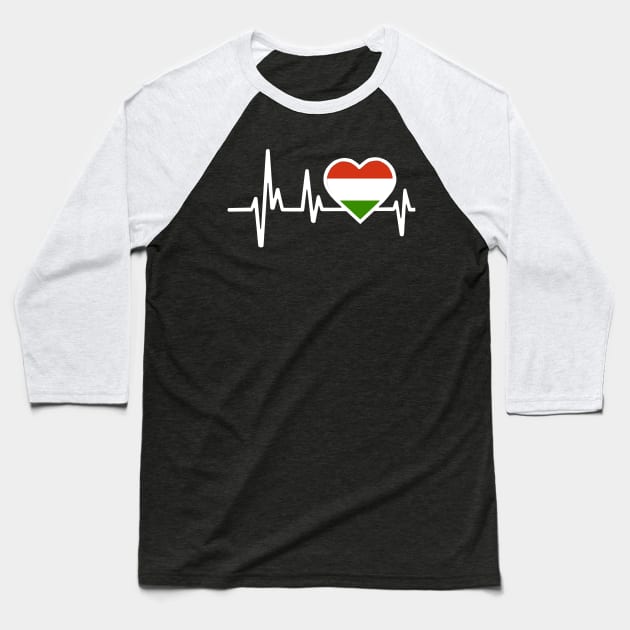 Hungary Heartbeat Flag Baseball T-Shirt by Dojaja